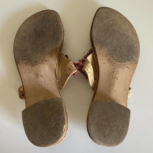 Oscar De La Renta Sandal Thong Slip On Flip Flop Flat Cork Embellished B… - Picture 8 of 8